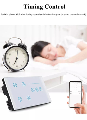 Glomarket Tuya Smart Wall Touch Switch Panel Kaca Lampu Listrik Dan Fan Switch Smart Life Alexa Voice Control