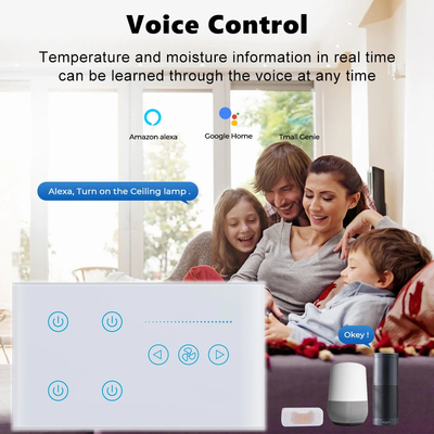 Glomarket Tuya Smart Wall Touch Switch Panel Kaca Lampu Listrik Dan Fan Switch Smart Life Alexa Voice Control