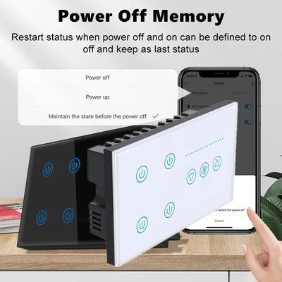 Glomarket Tuya Smart Wall Touch Switch Panel Kaca Lampu Listrik Dan Fan Switch Smart Life Alexa Voice Control