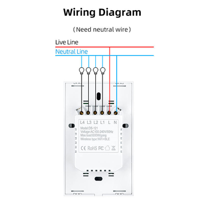 Glomarket Produk Desain Baru Tuya Smart Wifi Wall Switch Us Standar Panel Sentuh Kaca Cahaya Switch Dukungan App Remote Control