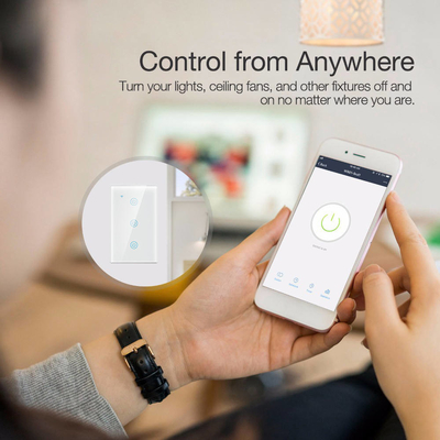 Glomarket Produk Desain Baru Tuya Smart Wifi Wall Switch Us Standar Panel Sentuh Kaca Cahaya Switch Dukungan App Remote Control