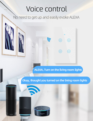 Glomarket Produk Desain Baru Tuya Smart Wifi Wall Switch Us Standar Panel Sentuh Kaca Cahaya Switch Dukungan App Remote Control