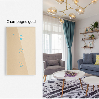 Glomarket Produk Desain Baru Tuya Smart Wifi Wall Switch Us Standar Panel Sentuh Kaca Cahaya Switch Dukungan App Remote Control