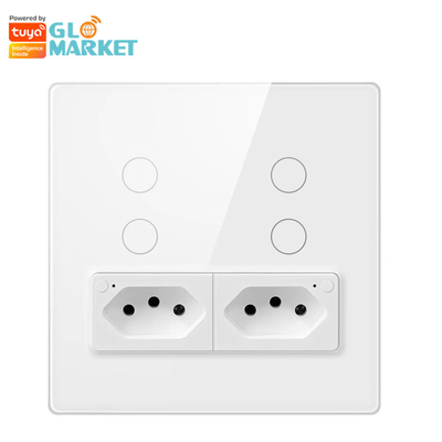 Glomarket Smart Wifi Brasil Standar Smart Home Tuya Smart 4 Gang Switch And Socket Wifi Smart Wall Socket Bekerja Dengan Alexa