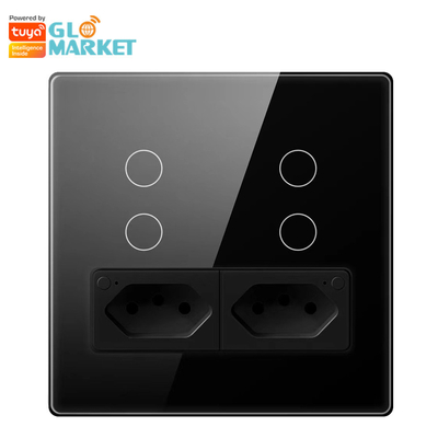 Glomarket Smart Wifi Brasil Standar Smart Home Tuya Smart 4 Gang Switch And Socket Wifi Smart Wall Socket Bekerja Dengan Alexa