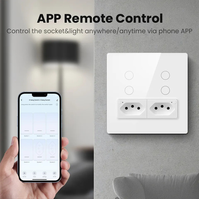 Glomarket Smart Wifi Brasil Standar Smart Home Tuya Smart 4 Gang Switch And Socket Wifi Smart Wall Socket Bekerja Dengan Alexa