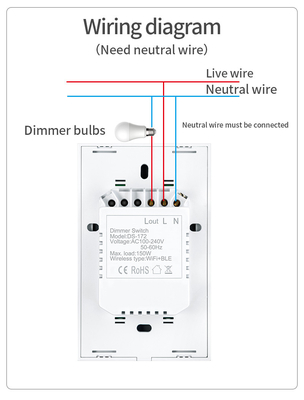 Glomarket US Standard Dimmer Wireless Switch Listrik Smart Switch Intelligent Wall Dimmer Light Switch Otomatisasi Smart Home