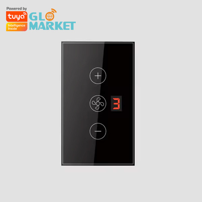 Glomarket Tuya App Remote Voice Control Display Tingkat 5 Kecepatan Angin US Standar Wifi Lampu Langit-langit Kaca Sentuh Wall Switch
