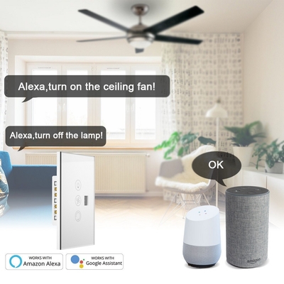 Glomarket Tuya Wifi Smart Fan Switch Tuya Smart Switch Fan Speed Light On Off Voice Control Switch EU / US Standar
