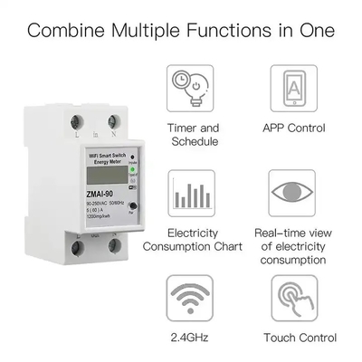 Glomarket Wifi Tuya/Aplikasi Smart Life Remote Control Pelindung Sirkuit Pintar Perangkat Relay Pengukur Energi Pemutus Sakelar