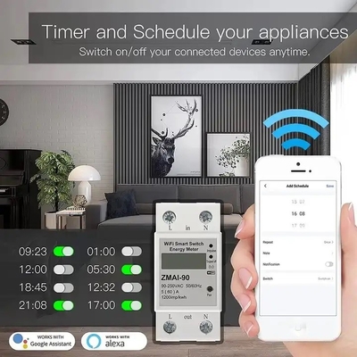 Glomarket Wifi Tuya/Aplikasi Smart Life Remote Control Pelindung Sirkuit Pintar Perangkat Relay Pengukur Energi Pemutus Sakelar