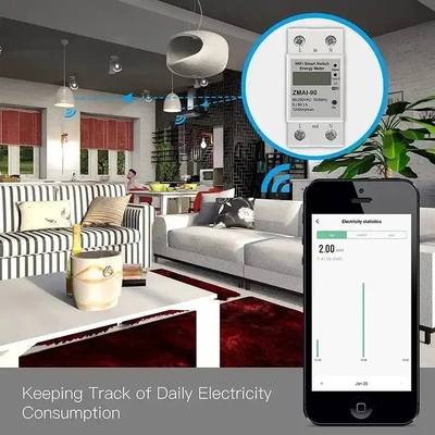 Glomarket Wifi Tuya/Aplikasi Smart Life Remote Control Pelindung Sirkuit Pintar Perangkat Relay Pengukur Energi Pemutus Sakelar