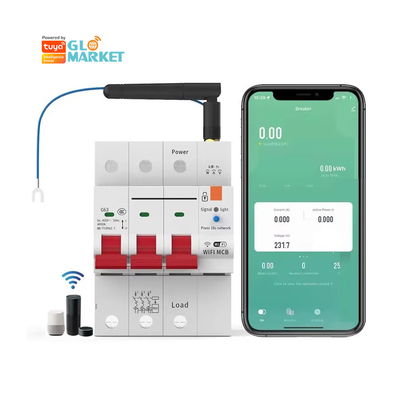 Glomarket Wifi Pemutus Sirkuit Smart Switch Tuya Smart 1p 2p 3p 4p Smart Home System Sirkuit Listrik 4P MCB Pemutus Smart