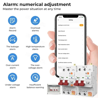 Glomarket Wifi Pemutus Sirkuit Smart Switch Tuya Smart 1p 2p 3p 4p Smart Home System Sirkuit Listrik 4P MCB Pemutus Smart