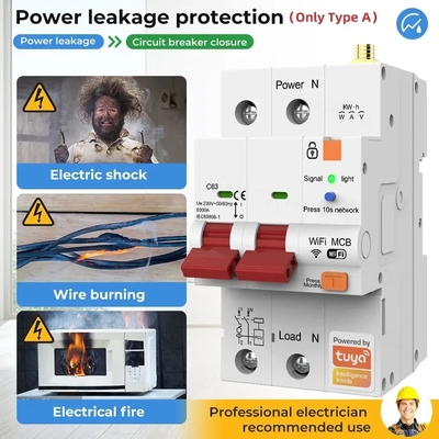 Glomarket Wifi Pemutus Sirkuit Smart Switch Tuya Smart 1p 2p 3p 4p Smart Home System Sirkuit Listrik 4P MCB Pemutus Smart