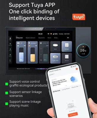 Glomarket Tuya 10 Inch Central Control Panel dengan Musik Play 2 Gang Relay 2 Way Speaker Produk Smart Home Multifungsi